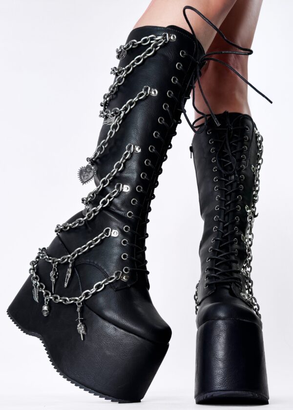 CAMP MIRACLE Goth Black Platform Boots - Image 3