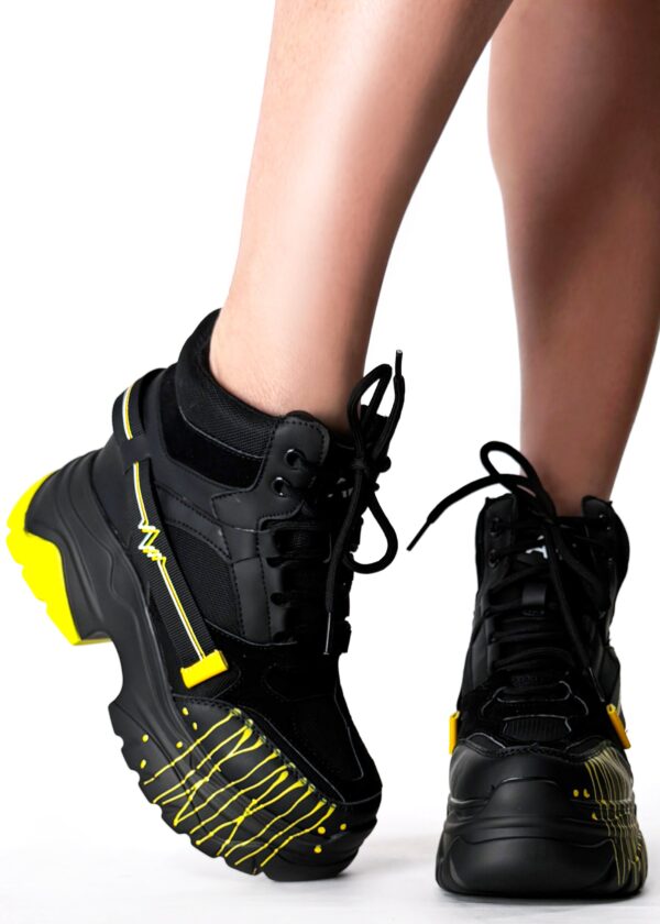 DATE 01 Electric Pulse Black Platform Sneakers - Image 3