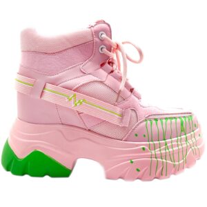 DATE 01 Techno Heartbeat Pink Platform Sneakers