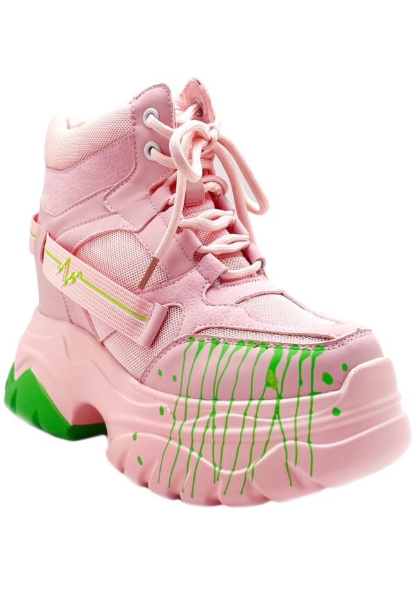 DATE 01 Techno Heartbeat Pink Platform Sneakers - Image 5