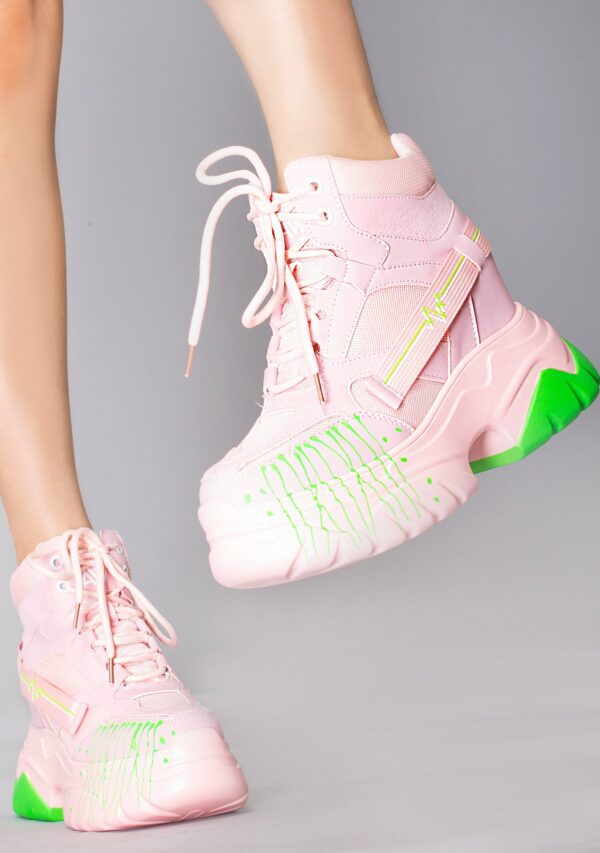 DATE 01 Techno Heartbeat Pink Platform Sneakers - Image 2