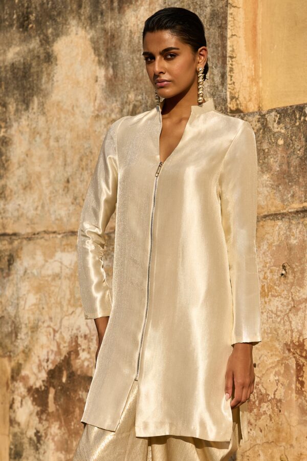 Ivory Brocade Longline Top
