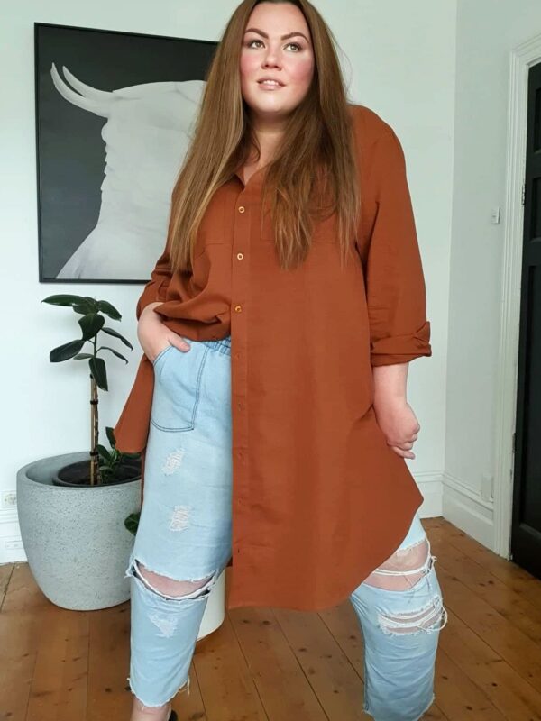 Boyfriend Shirt Dress // Cinnamon - Image 7