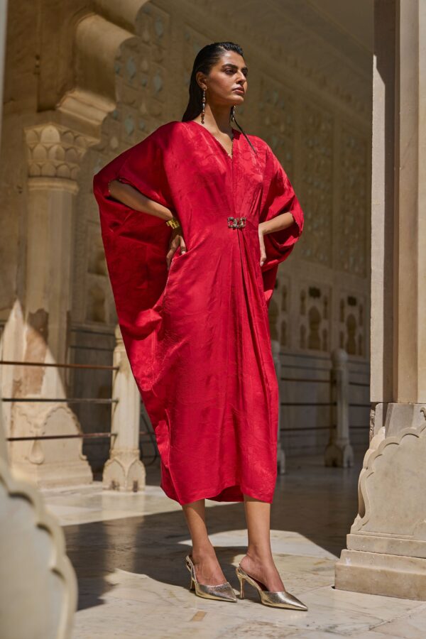 Red Draped Kaftan