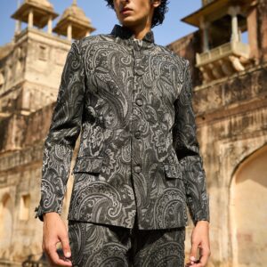 Paisley Band Collar Jacket