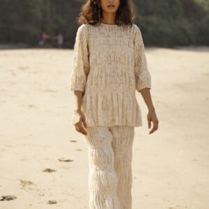 Allover Ruched Lace Pant Set