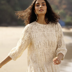 Allover Ruched Lace Top