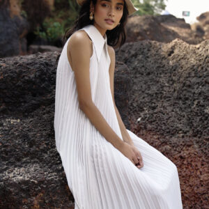 White Pleated Dress