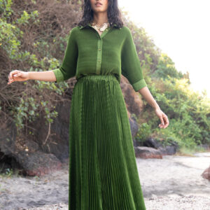 Green Pleated Skirt
