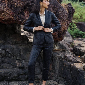 Black Brocade Suit