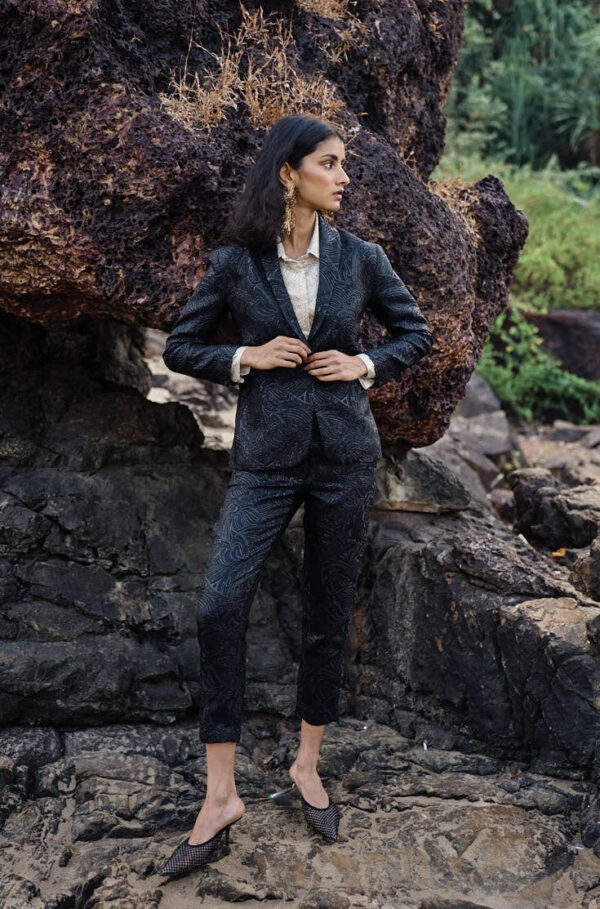 Black Brocade Suit