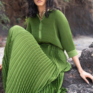 Green Pleated Shirt