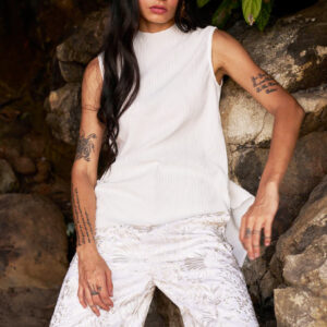 Gara Stitch Ivory Pant