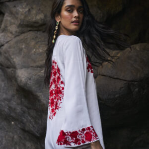 Longline Placement Embroidered Top