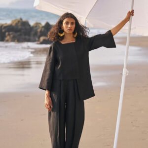 Inverted Pleat Linen Pant