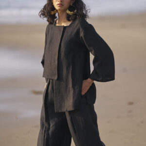Uneven Hem Linen Top
