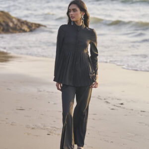 Pleated Peplum Pant Set