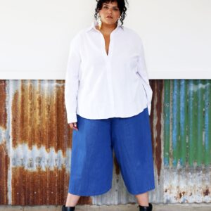 Wide Leg Cropped Chelsea Pant // Chambray Denim