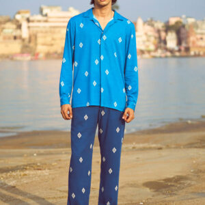 Blue Ikkat Print Pant