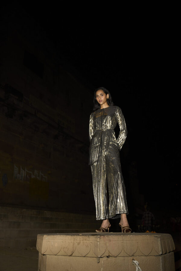 Pleated Lamé Pant - Image 6