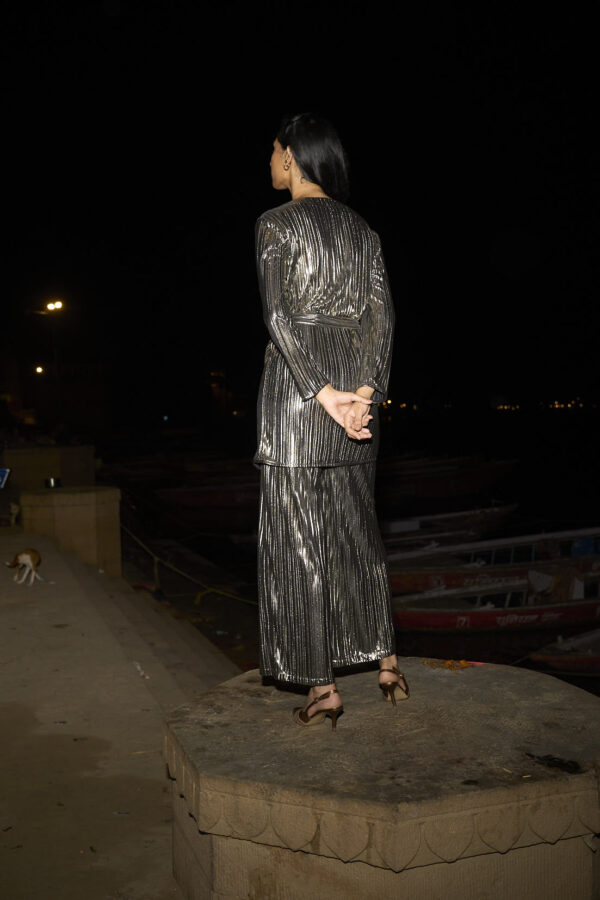 Pleated Lamé Pant - Image 20