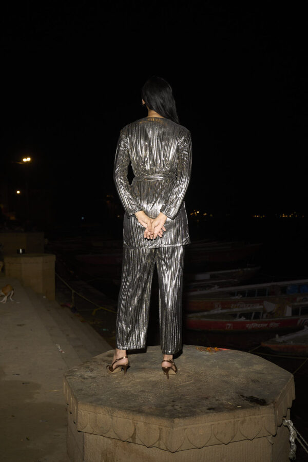 Pleated Lamé Pant - Image 21