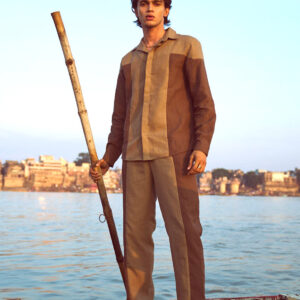 Linen Colour Blocked Pant
