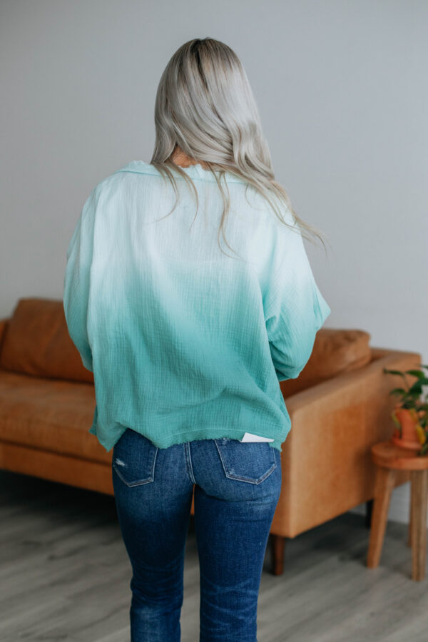 Dalma Textured Cardigan - Teal Mix - Image 4
