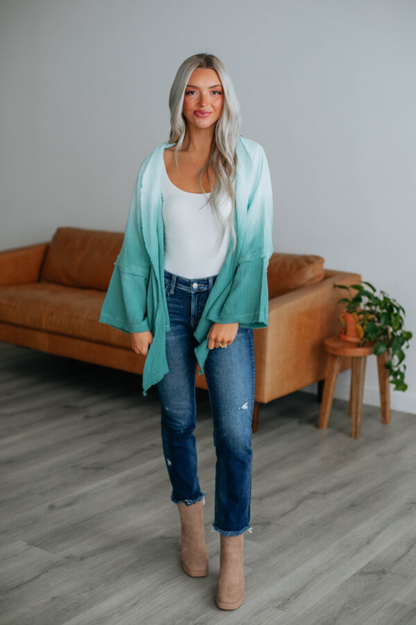 Dalma Textured Cardigan - Teal Mix - Image 6