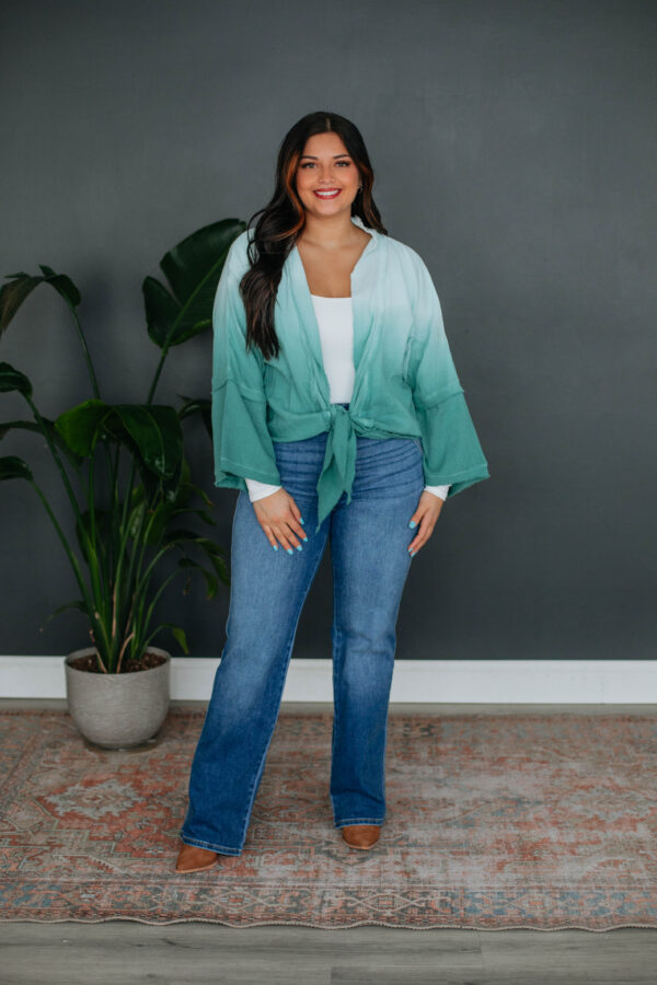 Dalma Textured Cardigan - Teal Mix - Image 7