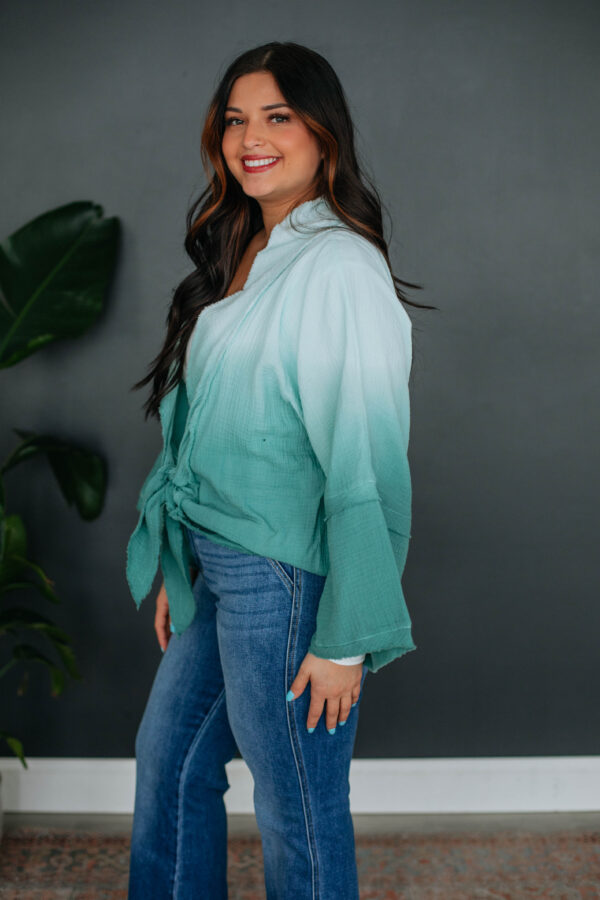 Dalma Textured Cardigan - Teal Mix - Image 8