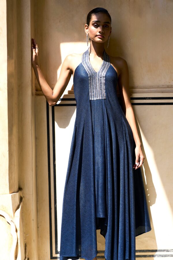 Embroidered Halter Metallic Maxi - Image 5