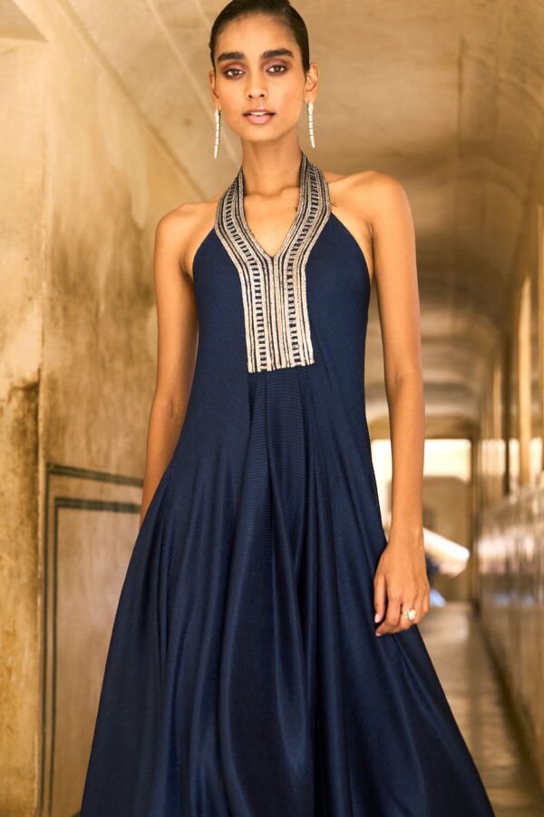Embroidered Halter Metallic Maxi - Image 6