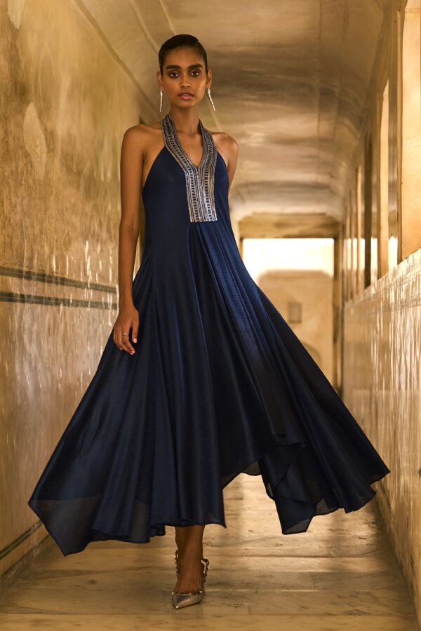 Embroidered Halter Metallic Maxi - Image 2