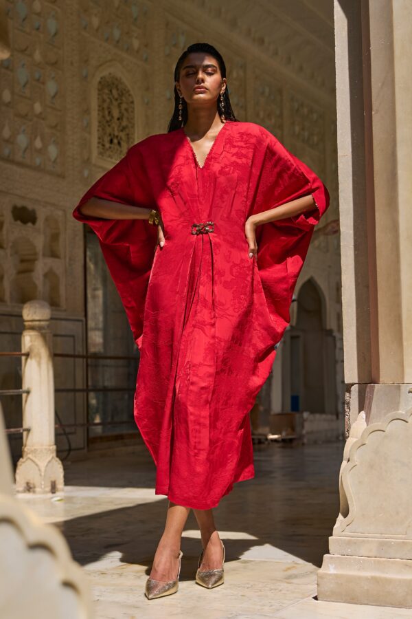 Red Draped Kaftan - Image 4