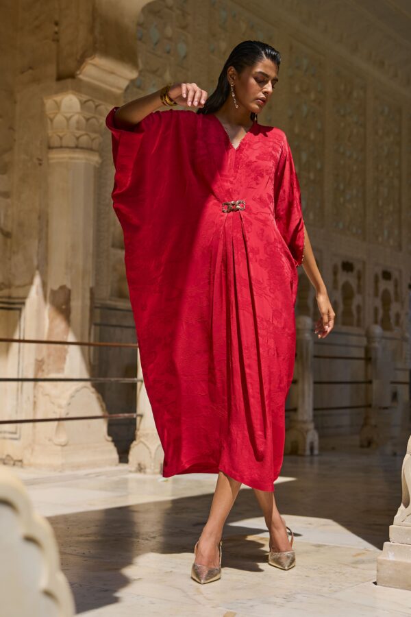 Red Draped Kaftan - Image 5