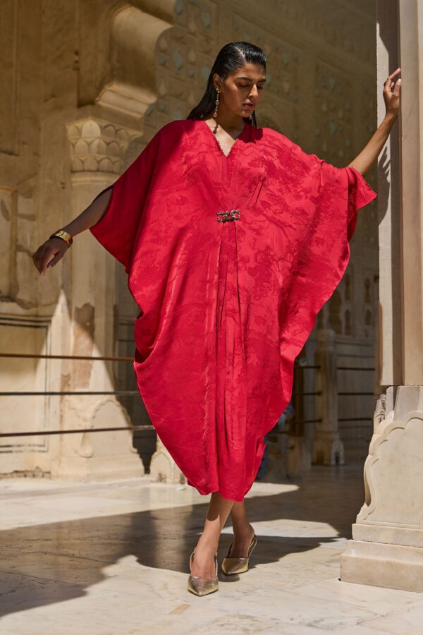 Red Draped Kaftan - Image 6