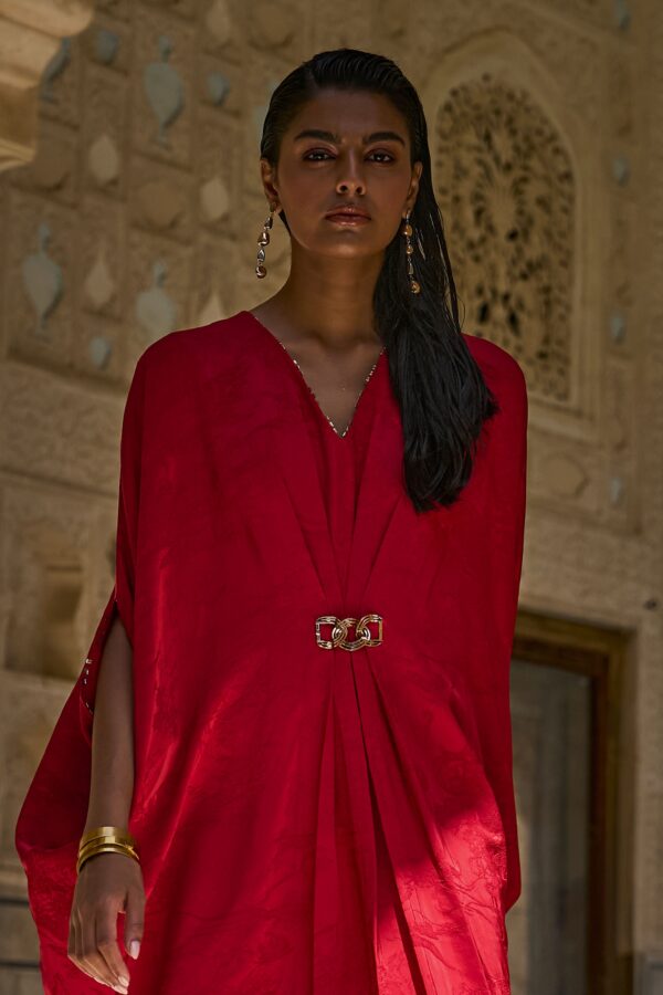 Red Draped Kaftan - Image 7