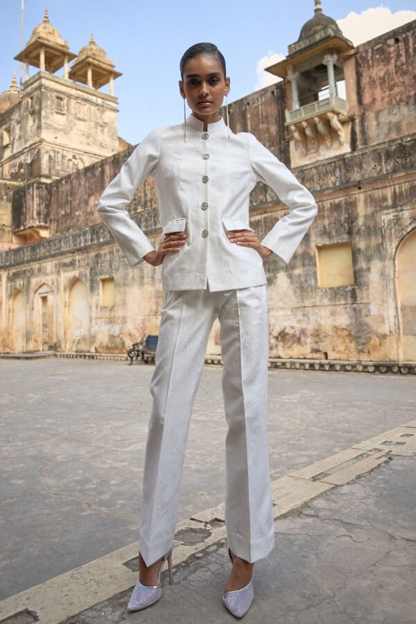 Ivory Jacquard Jacket and Pant - Image 2