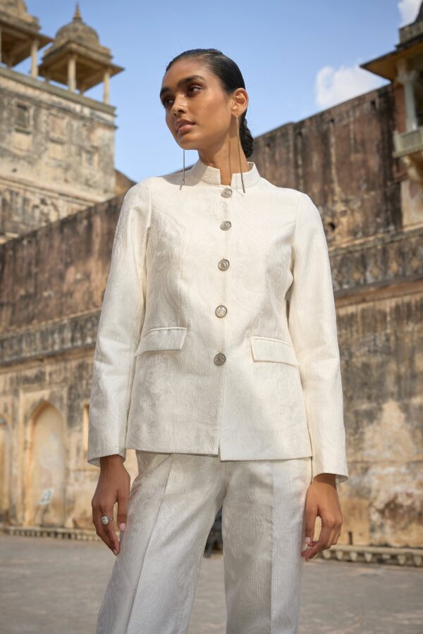 Ivory Jacquard Jacket and Pant