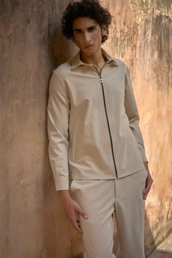 Pinstripe Zip Shirt - Image 3