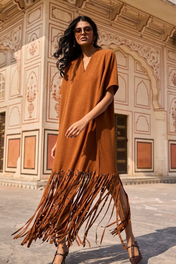 Sueded Fringe Kaftan