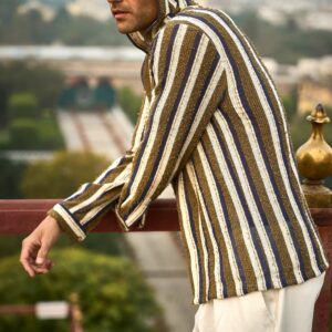 Knit Stripe Hoodie Shirt