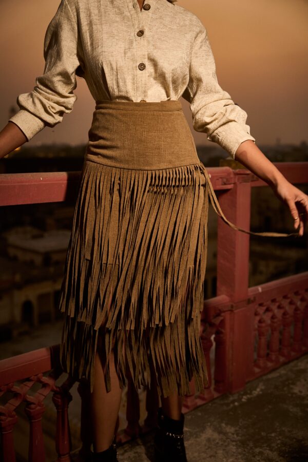 Sueded Fringe Skirt - Image 2
