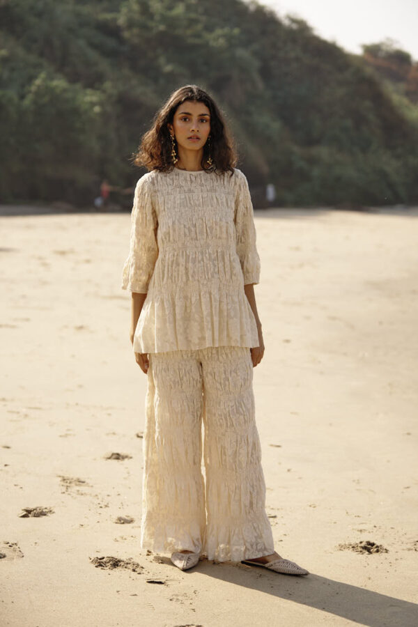 Allover Ruched Lace Pant Set - Image 4