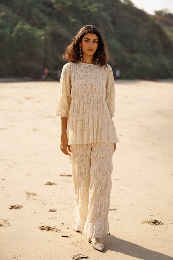 Allover Ruched Lace Pant Set - Image 5