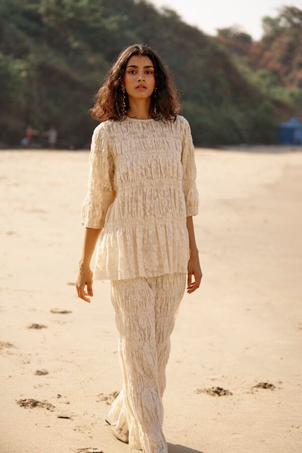 Allover Ruched Lace Pant Set - Image 6