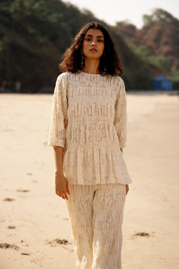 Allover Ruched Lace Pant Set - Image 7