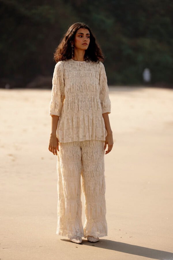 Allover Ruched Lace Pant Set - Image 8