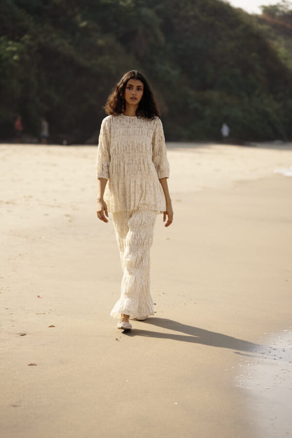 Allover Ruched Lace Pant Set - Image 9